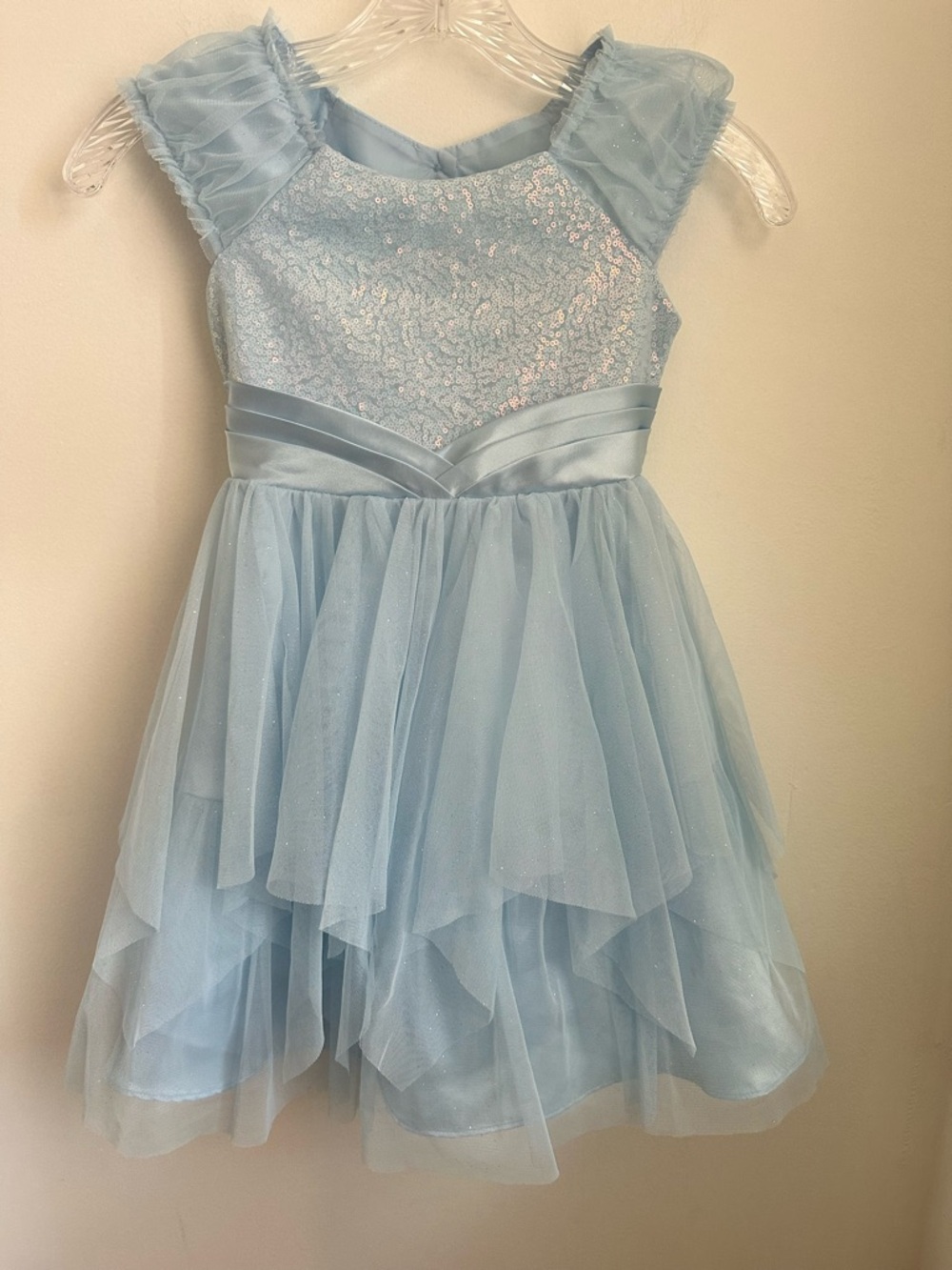 Light Blue Girls' Sequin and Tulle Formal Dress